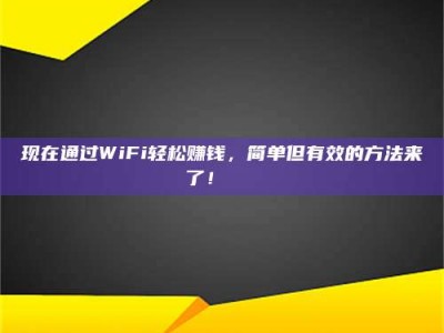 阜阳现在通过WiFi轻松赚钱，简单但有效的方法来了！🚀